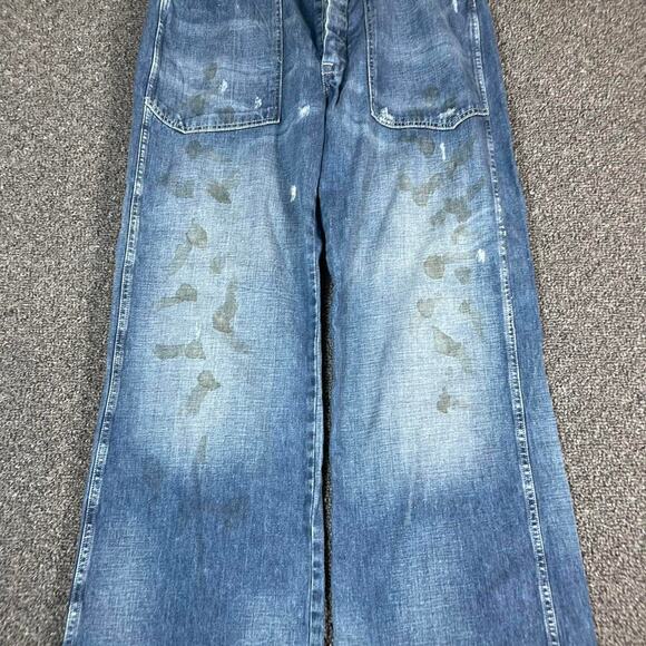 Polo Ralph Lauren Yacht Club Cinch Buckle Back Jeans Distressed Marine Wide Leg - Picture 2 of 8